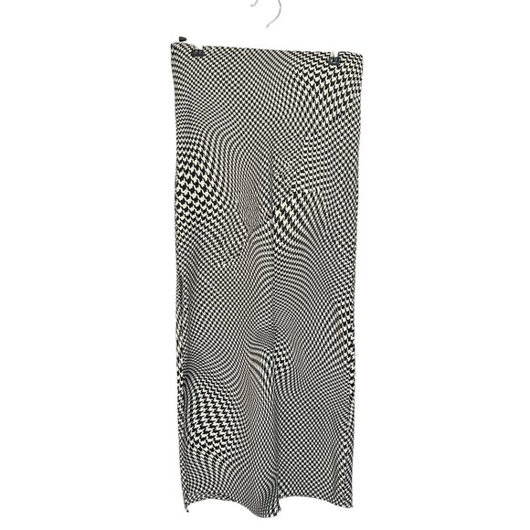 Urban Outfitters SMALL Houndstooth Black White Check Satin Long Midi Skirt - Picture 1 of 11